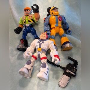 FP 4 pc Rescue Heroes - Roger Construction w Saw - Astronaut - Bob Sled 2001- 4
